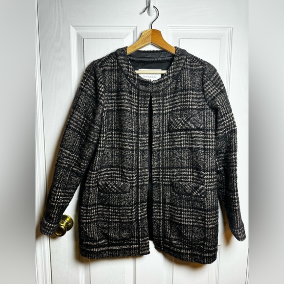 Dea Kudibal Gwyneth Collarless Wool Blend Plaid Jacket Danish Designer Small